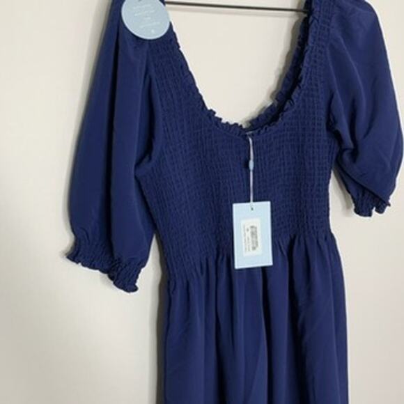 Hill House The Luisa Nap Blue Navy Crepe Dress Womens New Size XL - Picture 6 of 16